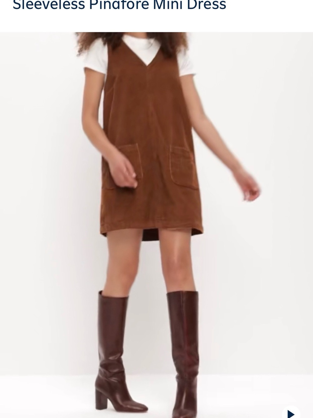 Old Navy Brown Suede-Look V-Neck Pinafore Dress